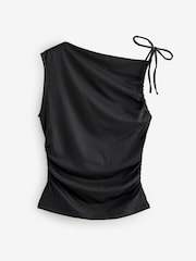 Black Soft Touch Polyamide Ruched Sleeveless Top - Image 6 of 8