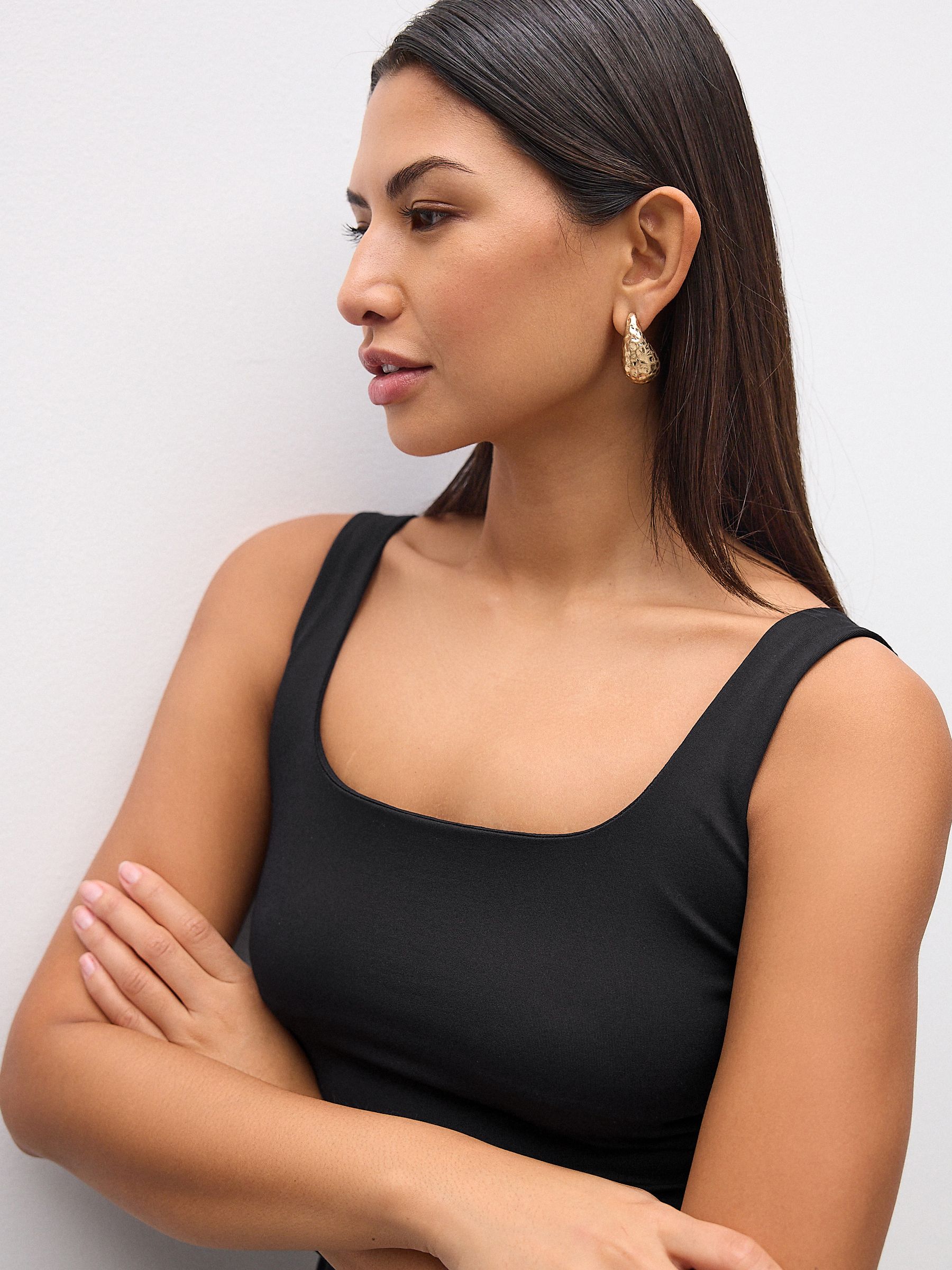 Buy Black Soft Touch Slinky Polyamide Scoop Neck Vest Top