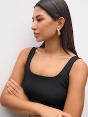 Black Soft Touch Polyamide Scoop Neck Vest Top - Image 4 of 7