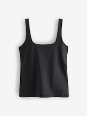 Black Soft Touch Polyamide Scoop Neck Vest Top - Image 5 of 7