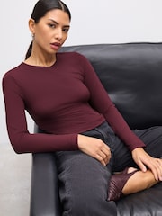 Burgundy Red Soft Touch Long Sleeve Top - Image 2 of 8