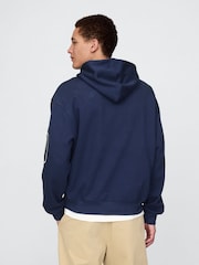 Gap Blue Heavyweight Logo Hoodie - Image 2 of 5