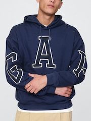 Gap Blue Heavyweight Logo Hoodie - Image 4 of 5
