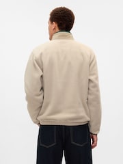 Bej - Pulover din fleece cu fermoar scurt Gap Sherpa - Image 2 of 5