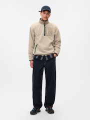 Bej - Pulover din fleece cu fermoar scurt Gap Sherpa - Image 3 of 5