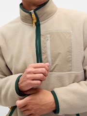 Bej - Pulover din fleece cu fermoar scurt Gap Sherpa - Image 4 of 5