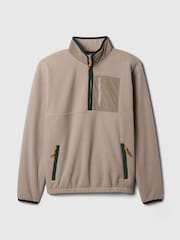 Bej - Pulover din fleece cu fermoar scurt Gap Sherpa - Image 5 of 5