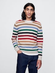 Gap Cream Stripe CashSoft Crew Neck Jumper - Image 1 of 5