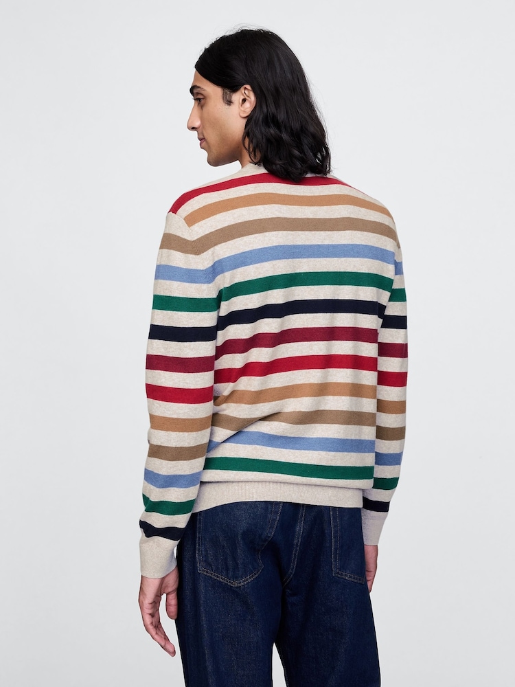 Gap Cream Stripe CashSoft Crew Neck Jumper - Image 2 of 5 Gap Cream Stripe CashSoft Crew Neck Jumper - Image 2 of 5