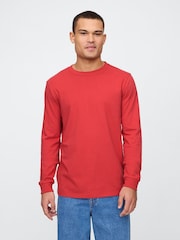 Gap Red Long Sleeve Everyday 100% Cotton Crew Neck T-Shirt - Image 1 of 5