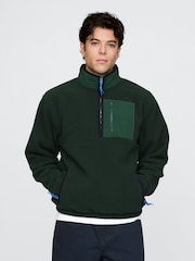 Gap Green Sherpa Quarter-Zip Pullover Fleece - Image 1 of 5