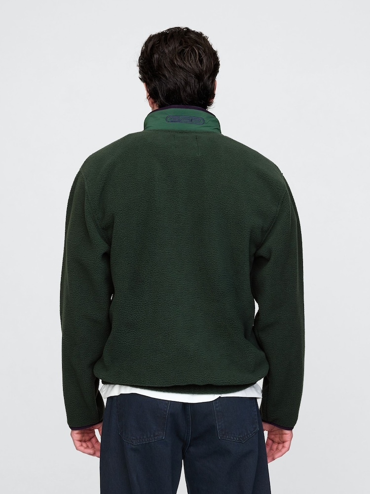 Gap Green Sherpa Quarter-Zip Pullover Fleece - Image 2 of 5