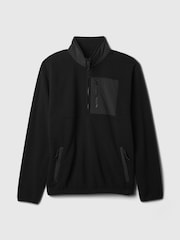 Negru - Pulover din fleece cu fermoar scurt Gap Sherpa - Image 5 of 5