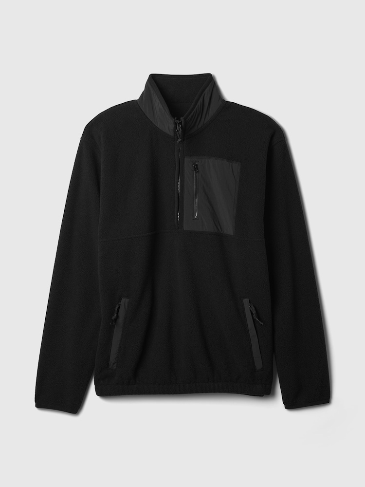 Negru - Pulover din fleece cu fermoar scurt Gap Sherpa - Image 5 of 5