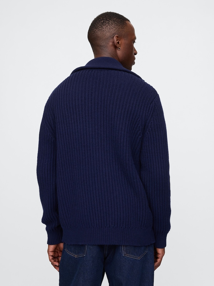 Gap Blue Zip Up Knitted Cardigan - Image 2 of 4