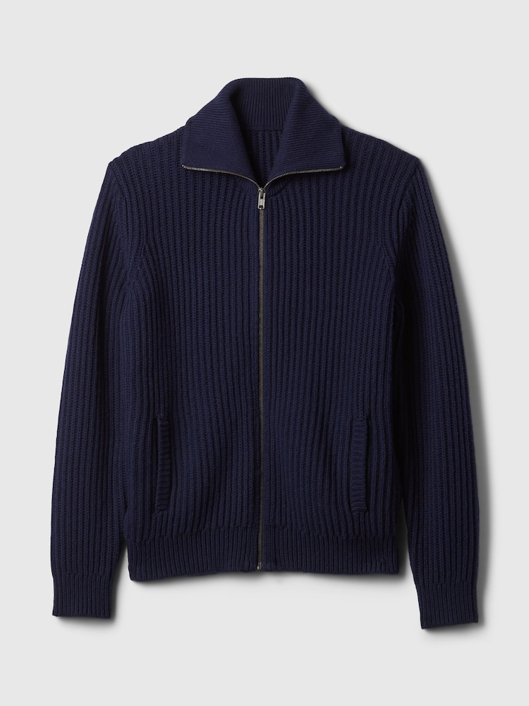 Gap Blue Zip Up Knitted Cardigan - Image 4 of 4