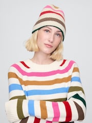 Gap Cream Stripe CashSoft Beanie - Image 1 of 3