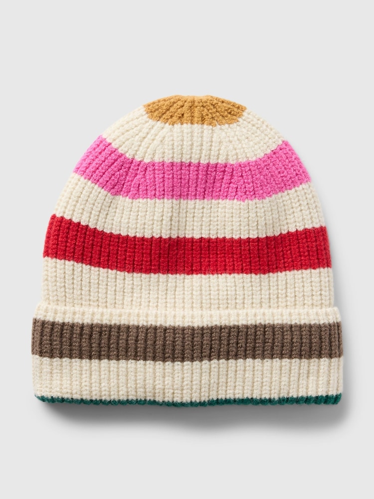Gap Cream Stripe CashSoft Beanie - Image 2 of 3