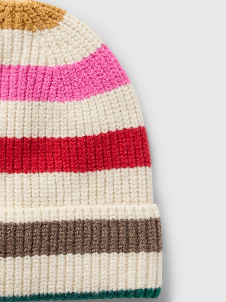 Gap Cream Stripe CashSoft Beanie - Image 3 of 3