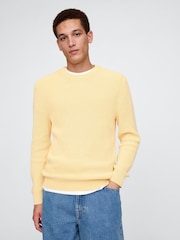 Gap Yellow Shaker-Stitch Crew Neck Jumper - Image 1 of 5