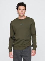 Gap Olive Green Long Sleeve Logo Waffle Knit T-Shirt - Image 1 of 5