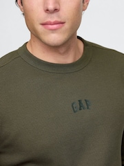 Gap Olive Green Long Sleeve Logo Waffle Knit T-Shirt - Image 4 of 5