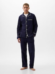 Gap Navy Blue Cotton Poplin Long Pyjamas - Image 1 of 3