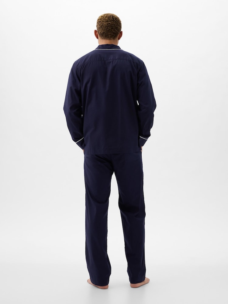 Gap Navy Blue Cotton Poplin Long Pyjamas - Image 2 of 3