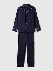 Gap Navy Blue Cotton Poplin Long Pyjamas - Image 3 of 3