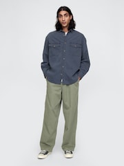 Gap Blue UltraSoft Long Sleeve Oversized Denim Shirt - Image 3 of 5