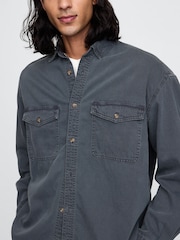 Gap Blue UltraSoft Long Sleeve Oversized Denim Shirt - Image 4 of 5