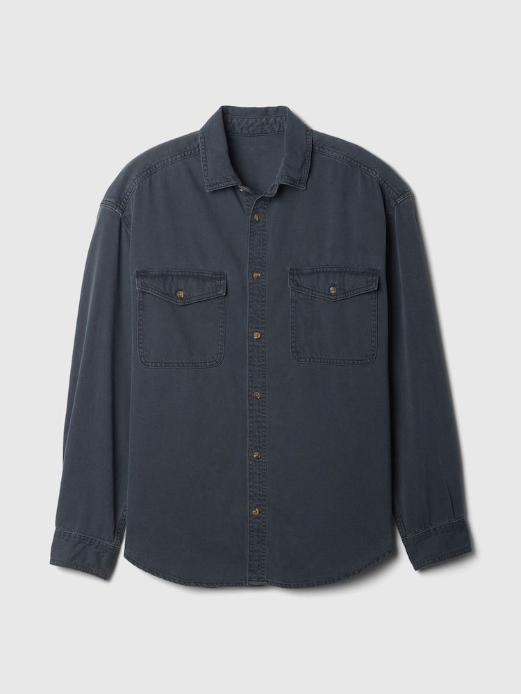 Gap Blue UltraSoft Long Sleeve Oversized Denim Shirt - Image 5 of 5