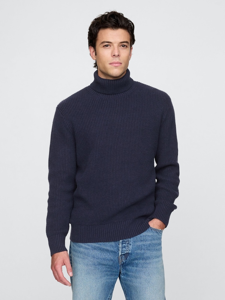 Gap Navy Blue CashSoft Fair Isle Turtle Neck Jumper - Image 1 of 5