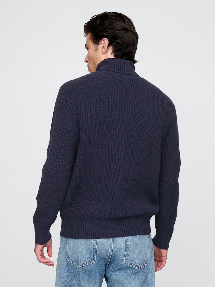 Gap Navy Blue CashSoft Fair Isle Turtle Neck Jumper - Image 2 of 5 Gap Navy Blue CashSoft Fair Isle Turtle Neck Jumper - Image 2 of 5