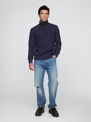 Gap Navy Blue CashSoft Fair Isle Turtle Neck Jumper - Image 3 of 5