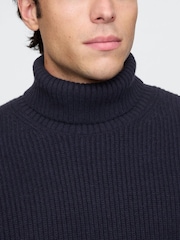 Gap Navy Blue CashSoft Fair Isle Turtle Neck Jumper - Image 4 of 5