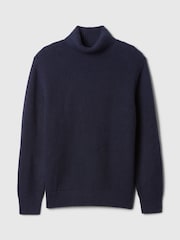 Gap Navy Blue CashSoft Fair Isle Turtle Neck Jumper - Image 5 of 5