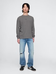 Gap Grey Long Sleeve Logo Waffle Knit T-Shirt - Image 3 of 5