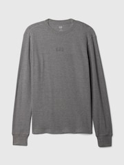Gap Grey Long Sleeve Logo Waffle Knit T-Shirt - Image 5 of 5