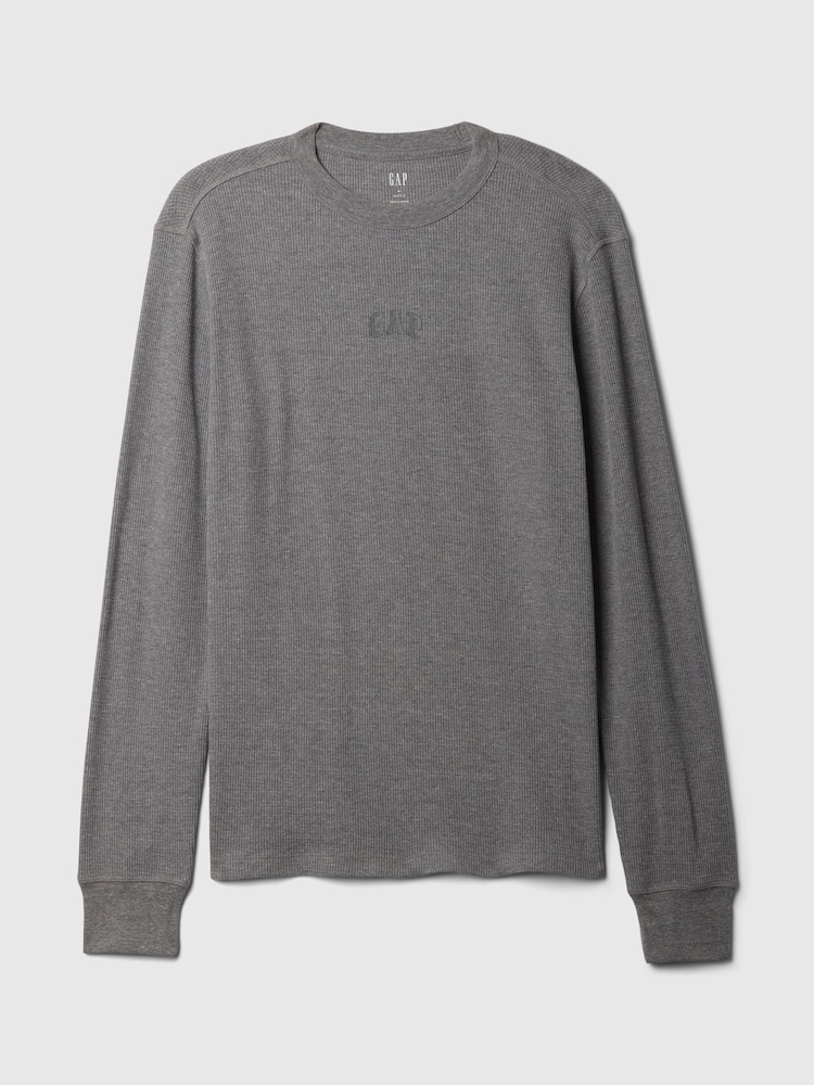 Gap Grey Long Sleeve Logo Waffle Knit T-Shirt - Image 5 of 5