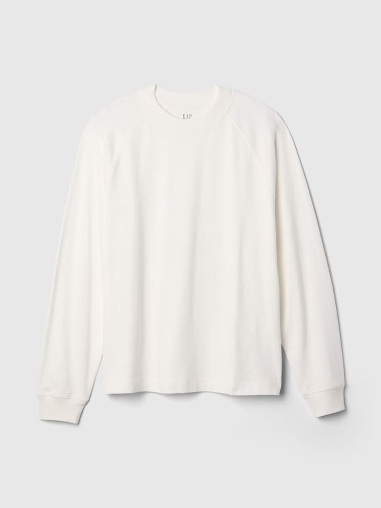 Gap White Heavyweight Long Sleeve Mock Neck T-Shirt - Image 5 of 5