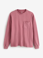 Rot - Gap – Langarm T-Shirt aus schwerem Material mit Tasche - Bild 4 von 7