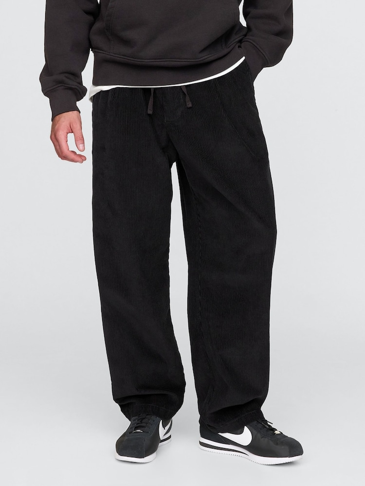Gap Black Baggy Pleated Corduroy Trousers - Image 2 of 5