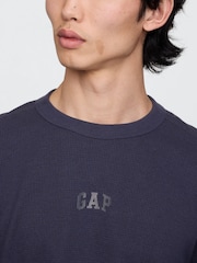 Gap Blue Long Sleeve Logo Waffle Knit T-Shirt - Image 4 of 5
