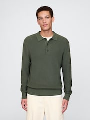 Gap Green Button Neck Knitted Jumper - Image 1 of 5