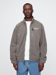 Gap Grey Logo Arctic Fleece Zip Jacket - Image 1 of 5