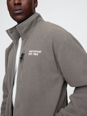 Gap Grey Logo Arctic Fleece Zip Jacket - Image 4 of 5