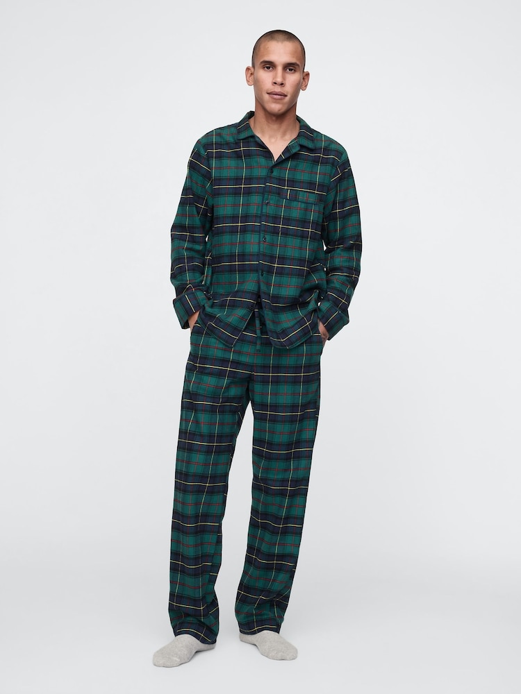 Gap Green Adult Poplin Pyjama Top and Bottoms Set - Image 1 of 5