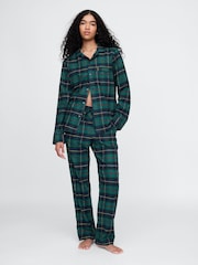 Gap Green Adult Poplin Pyjama Top and Bottoms Set - Image 3 of 5