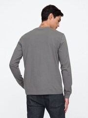 Gap Dark Grey Long Sleeve Everyday 100% Cotton Crew Neck T-Shirt - Image 1 of 5